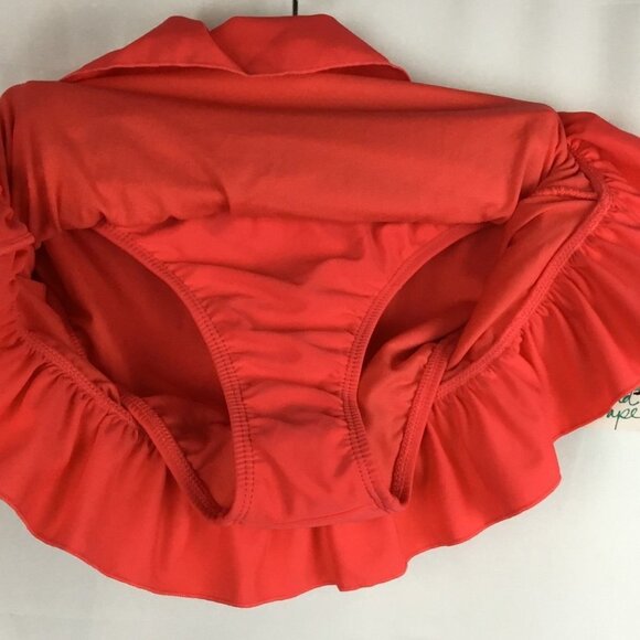 Island Escape Modest Swimsuit Ruched Flouncy Skirt Bottom Coral Various Sz. NWT - Picture 3 of 6